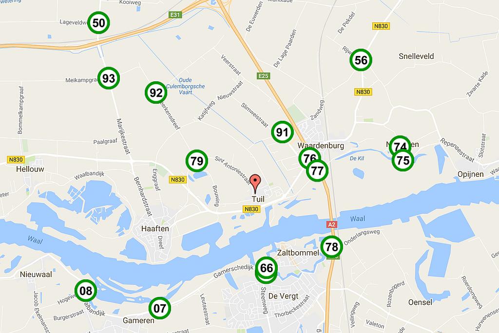 Fietknooppunten bij De HEEREN van TUIL